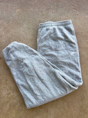 Nike Mens Gray Sweatpants XXL Fleece-Lined Elastic Waistband & Cuffs E4